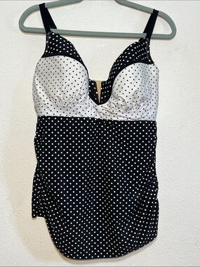 Cacique Black and White Polka Dot Swim Top